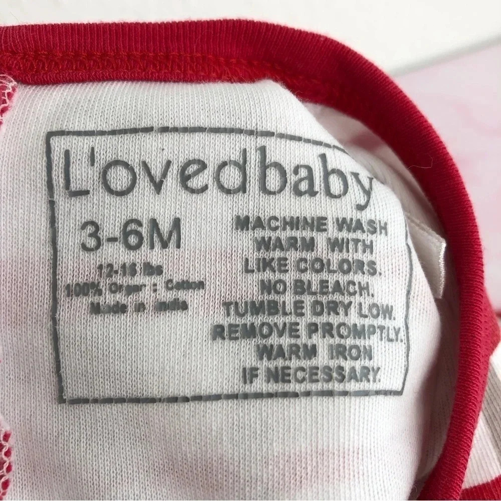 L'ovedbaby footie sleeper red plaid holiday pajamas size 3-6 months - Picture 4 of 10